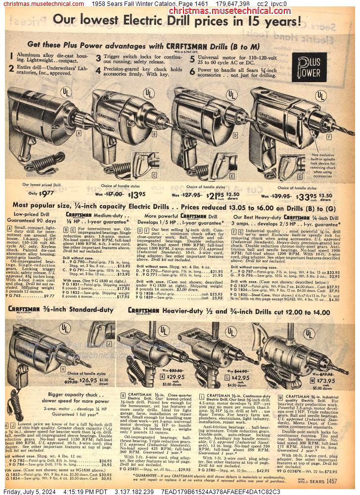 1958 Sears Fall Winter Catalog, Page 1461