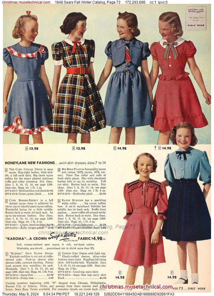 1948 Sears Fall Winter Catalog, Page 73 - Catalogs & Wishbooks