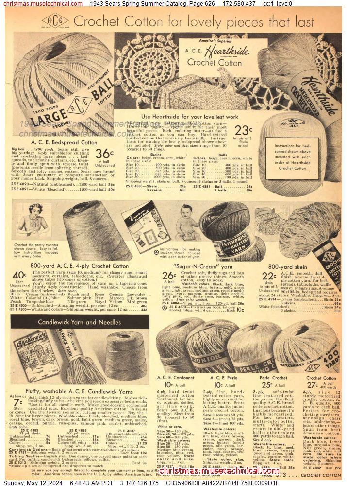 1943 Sears Spring Summer Catalog, Page 626