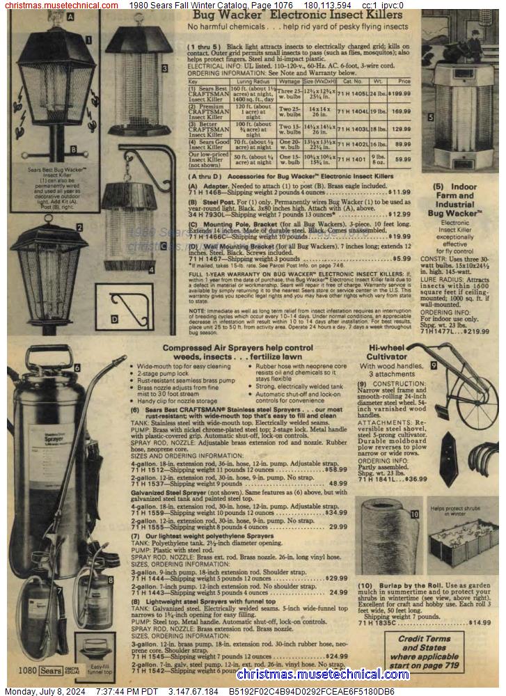1980 Sears Fall Winter Catalog, Page 1076