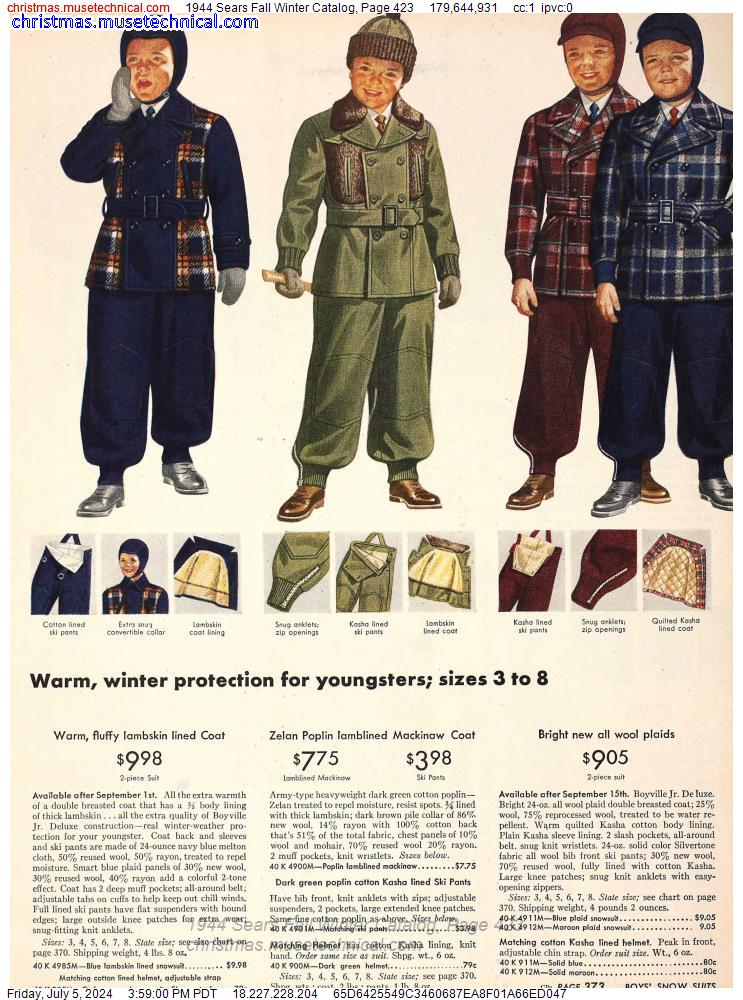 1944 Sears Fall Winter Catalog, Page 423