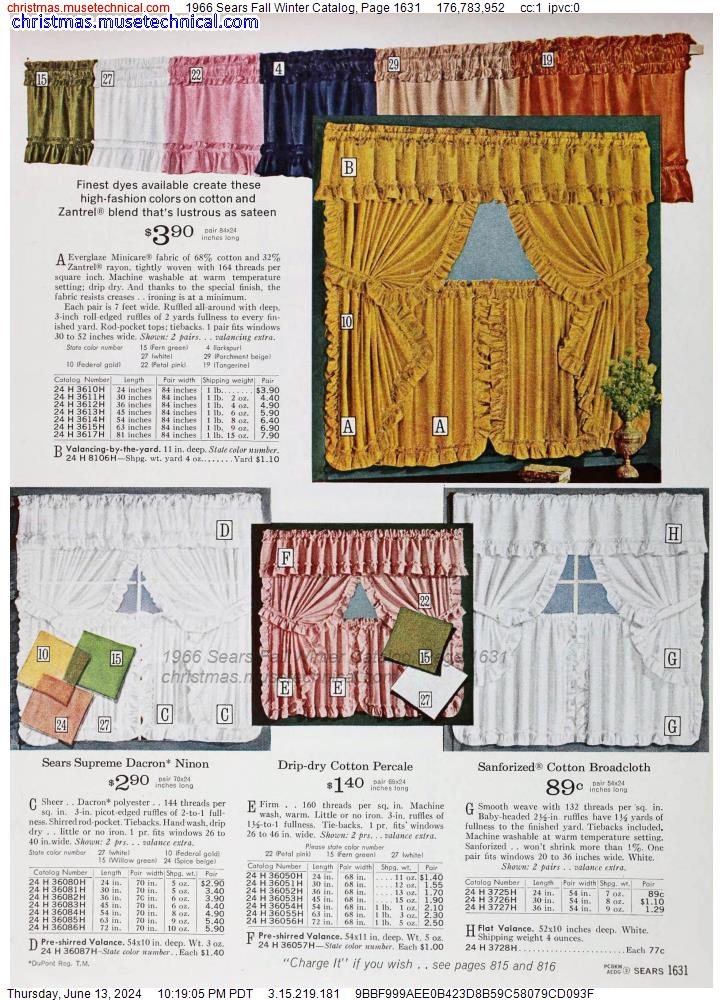 1966 Sears Fall Winter Catalog, Page 1631