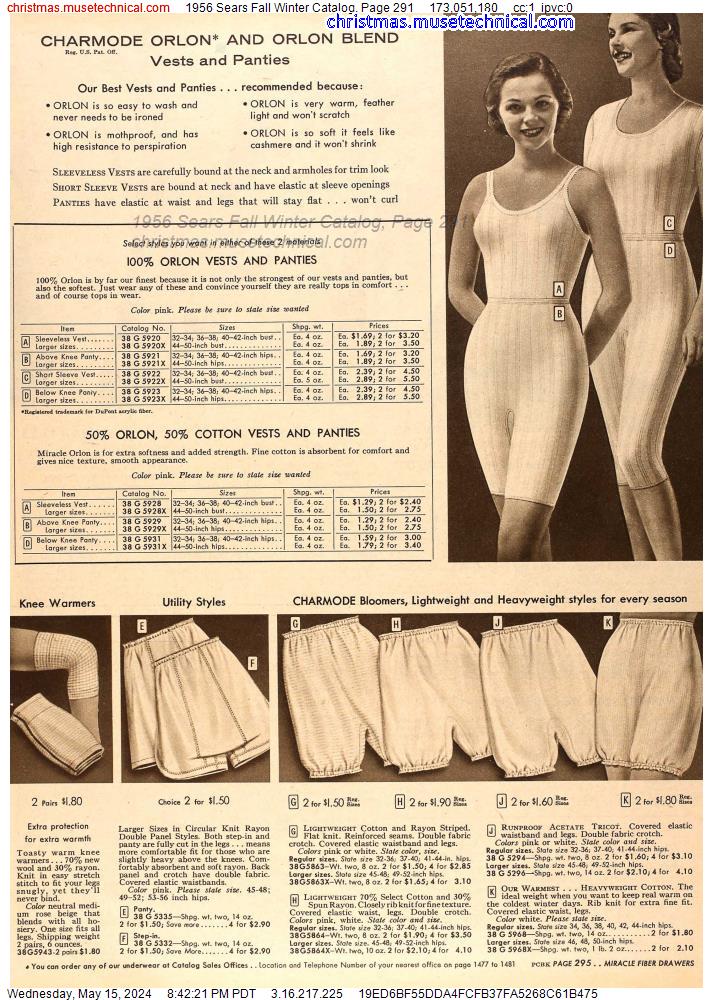 1956 Sears Fall Winter Catalog, Page 291