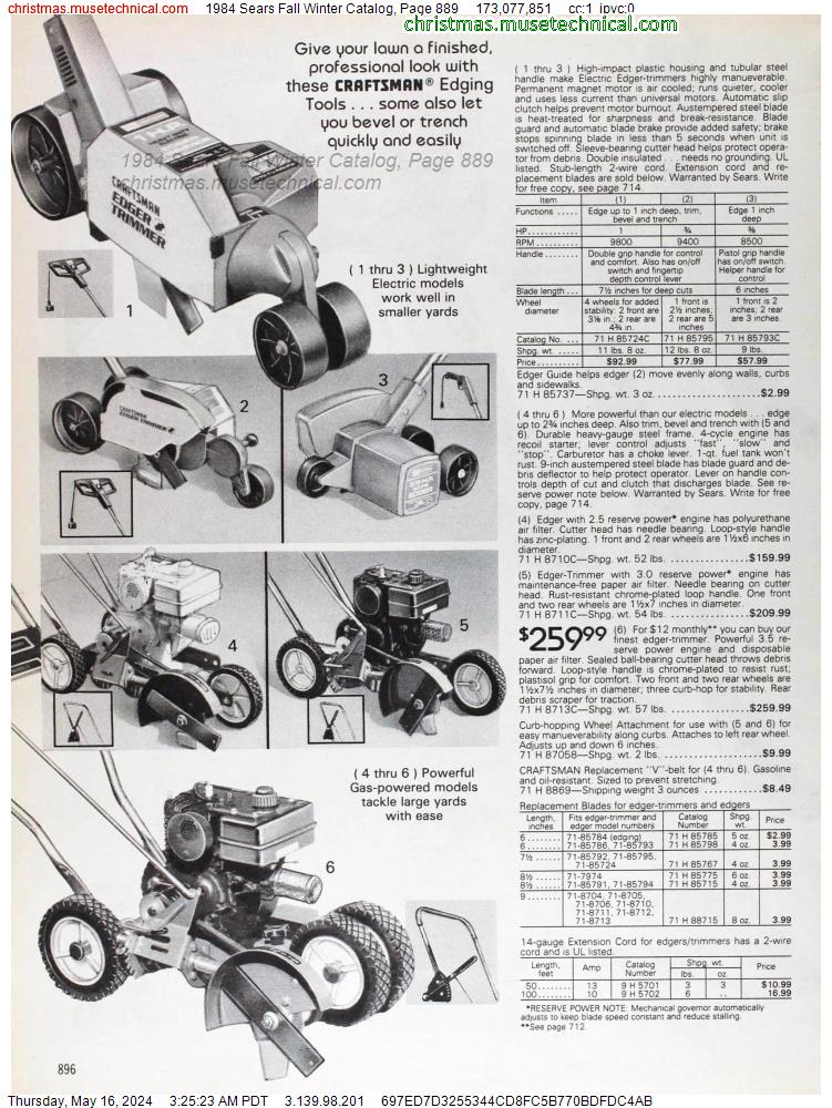 1984 Sears Fall Winter Catalog, Page 889