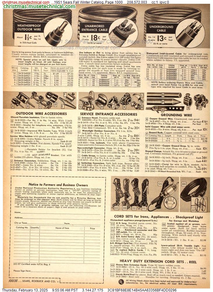 1951 Sears Fall Winter Catalog, Page 1000