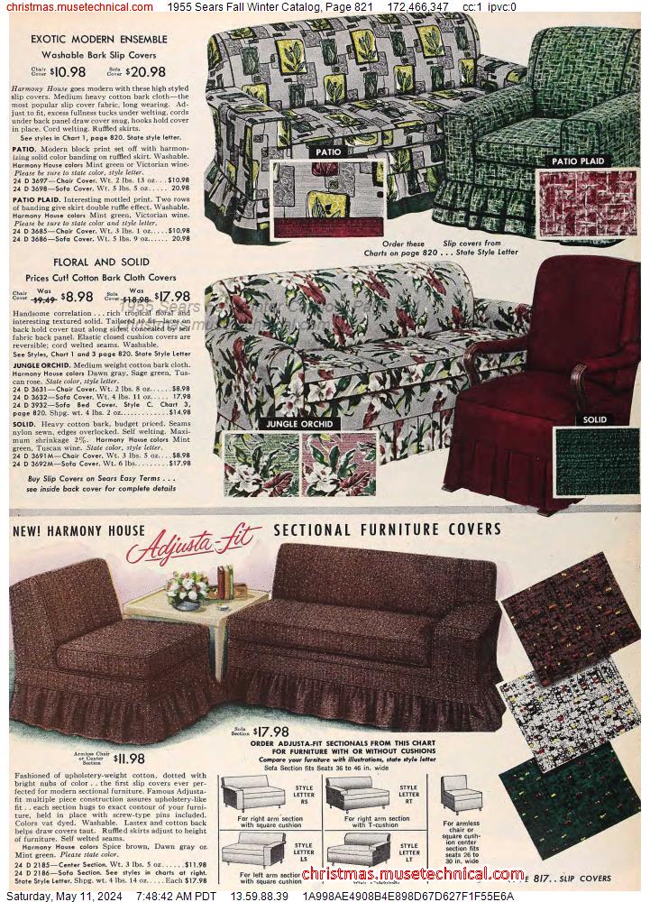 1955 Sears Fall Winter Catalog, Page 821