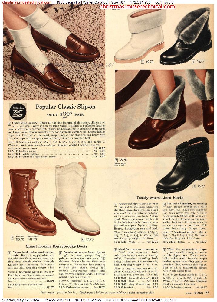 1958 Sears Fall Winter Catalog, Page 187