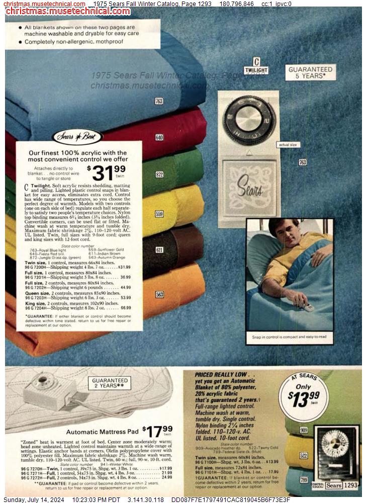 1975 Sears Fall Winter Catalog, Page 1293