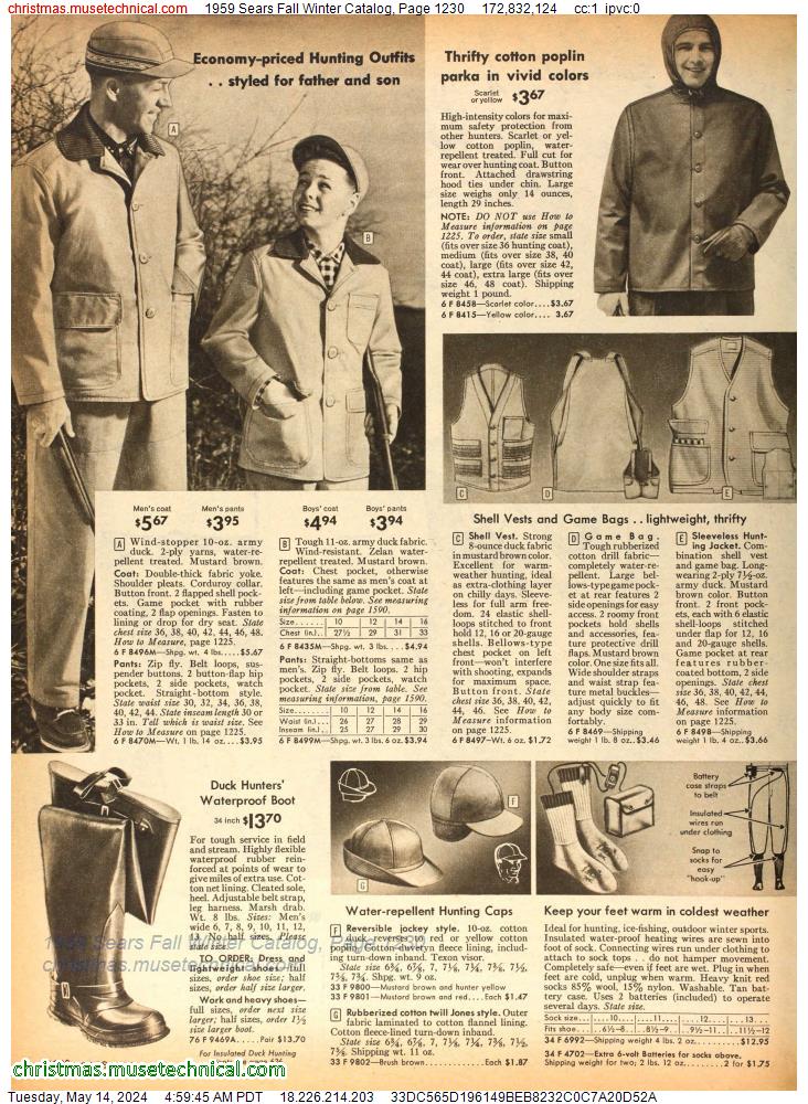 1959 Sears Fall Winter Catalog, Page 1230
