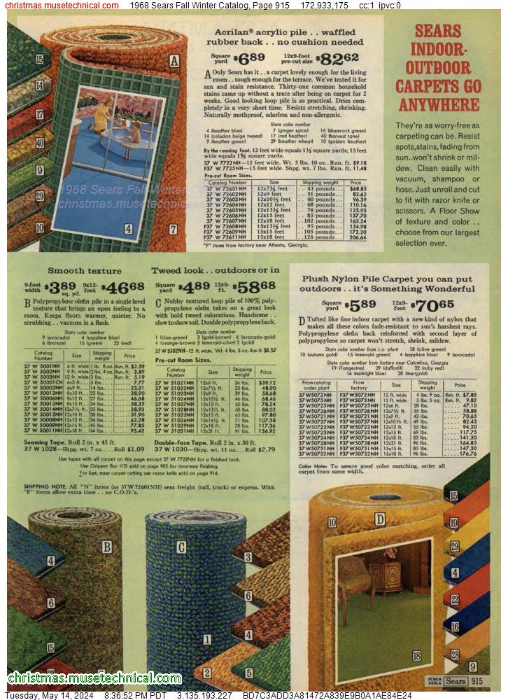 1968 Sears Fall Winter Catalog, Page 915