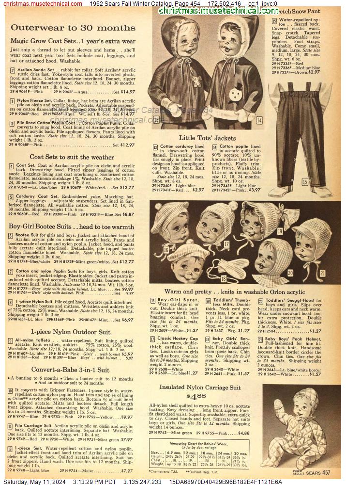 1962 Sears Fall Winter Catalog, Page 454