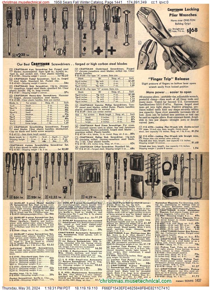 1958 Sears Fall Winter Catalog, Page 1441