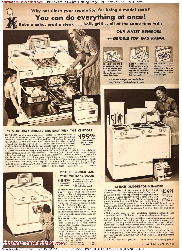 1951 Sears Fall Winter Catalog, Page 839