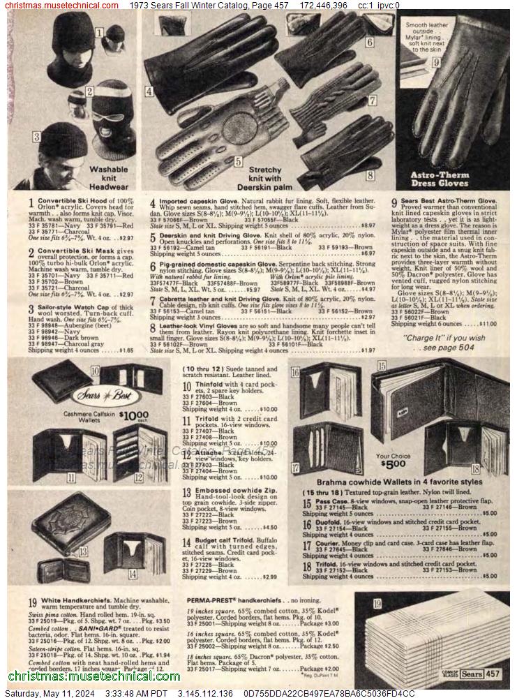1973 Sears Fall Winter Catalog, Page 457