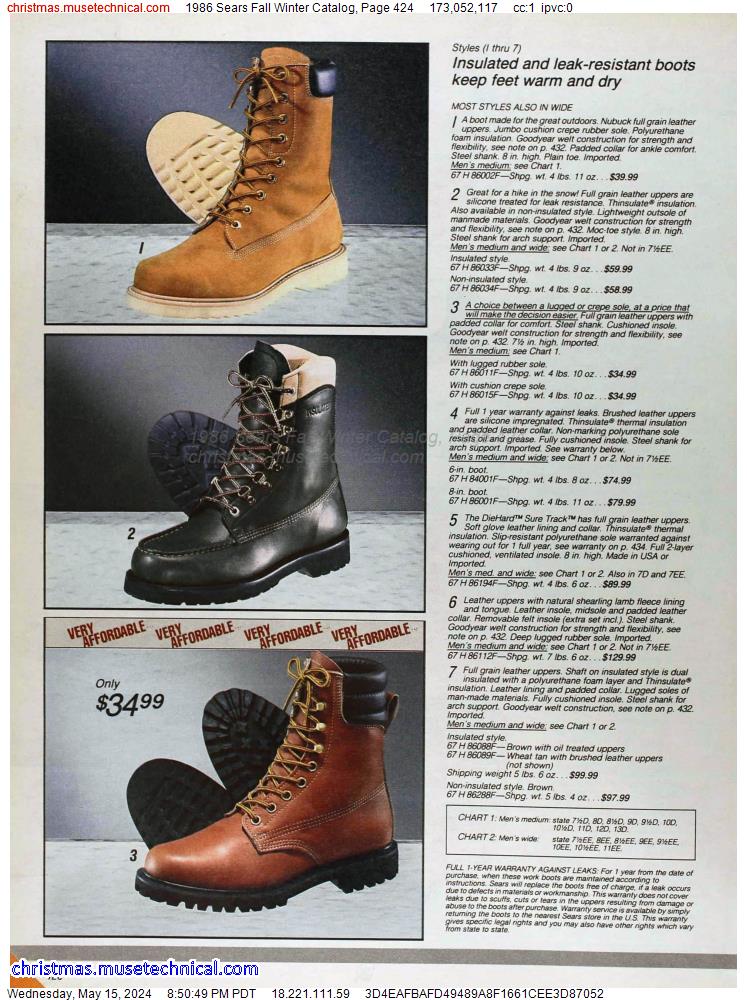 1986 Sears Fall Winter Catalog, Page 424