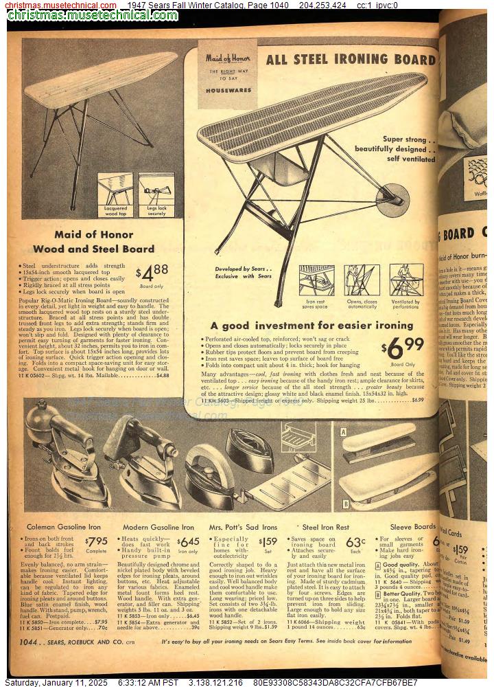 1947 Sears Fall Winter Catalog, Page 1040