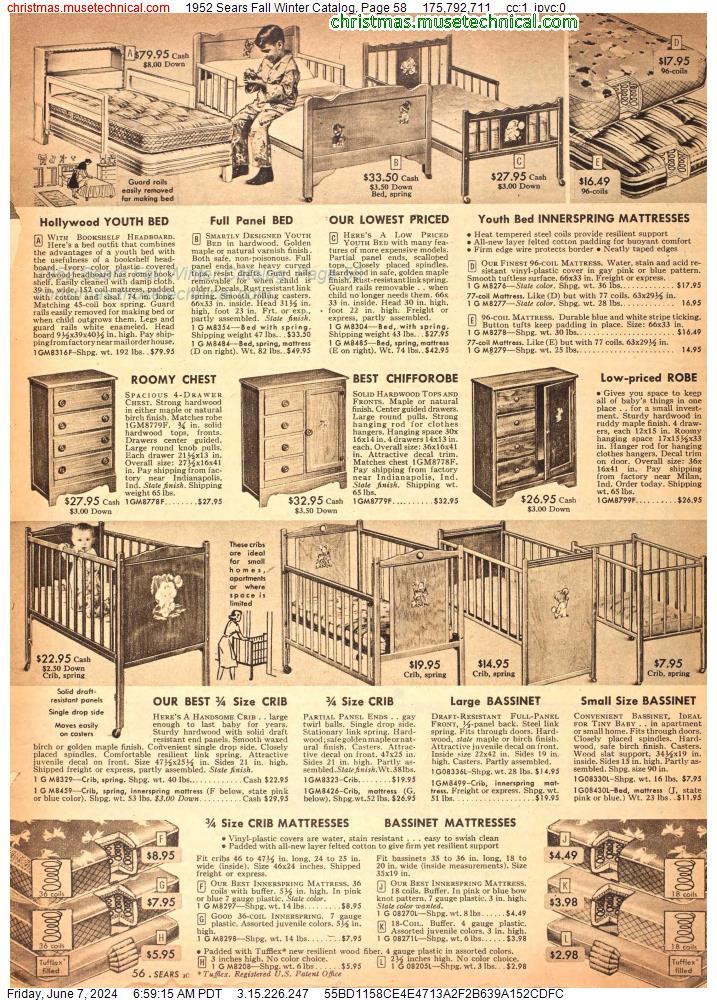 1952 Sears Fall Winter Catalog, Page 58
