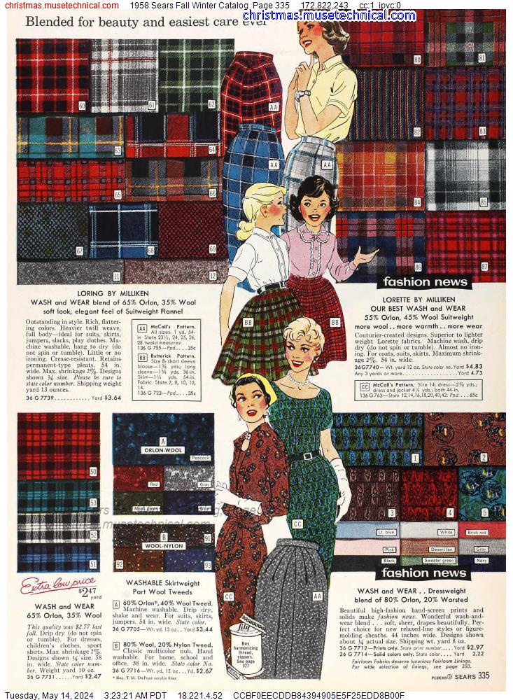 1958 Sears Fall Winter Catalog, Page 335