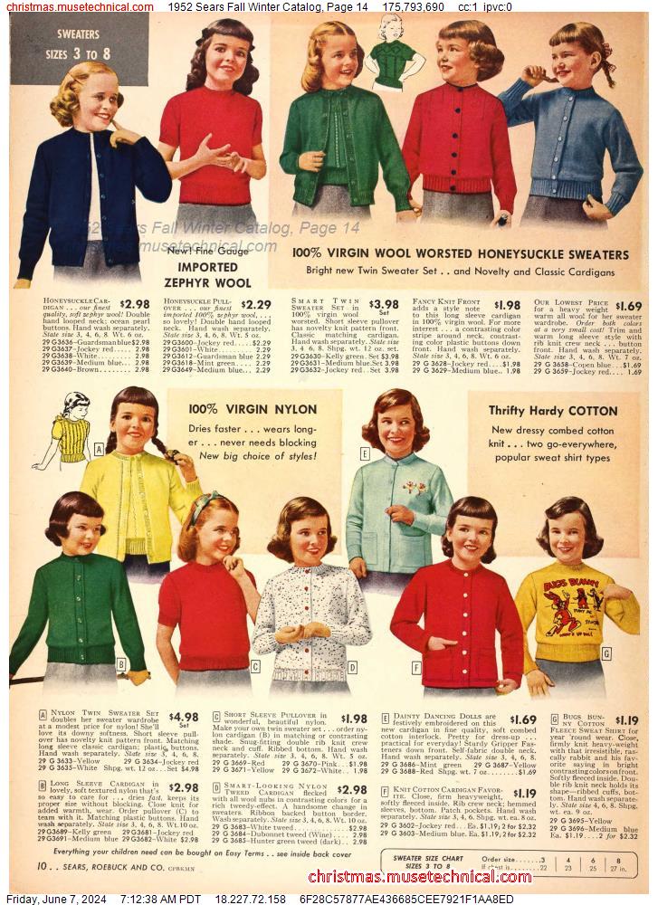 1952 Sears Fall Winter Catalog, Page 14