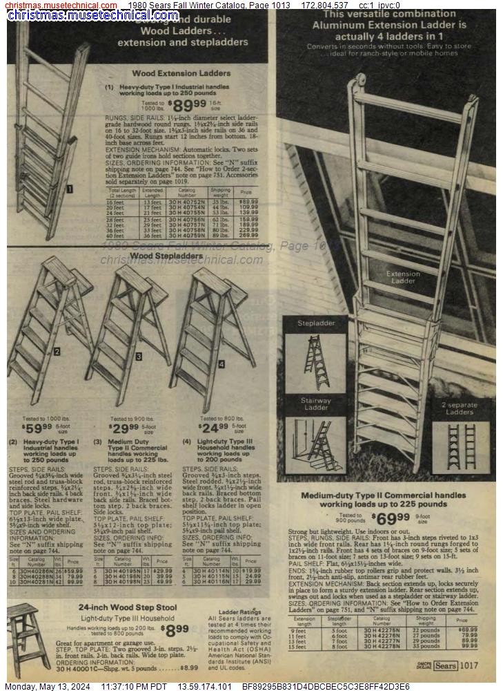 1980 Sears Fall Winter Catalog, Page 1013