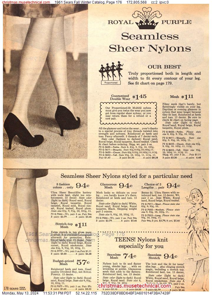 1961 Sears Fall Winter Catalog, Page 176