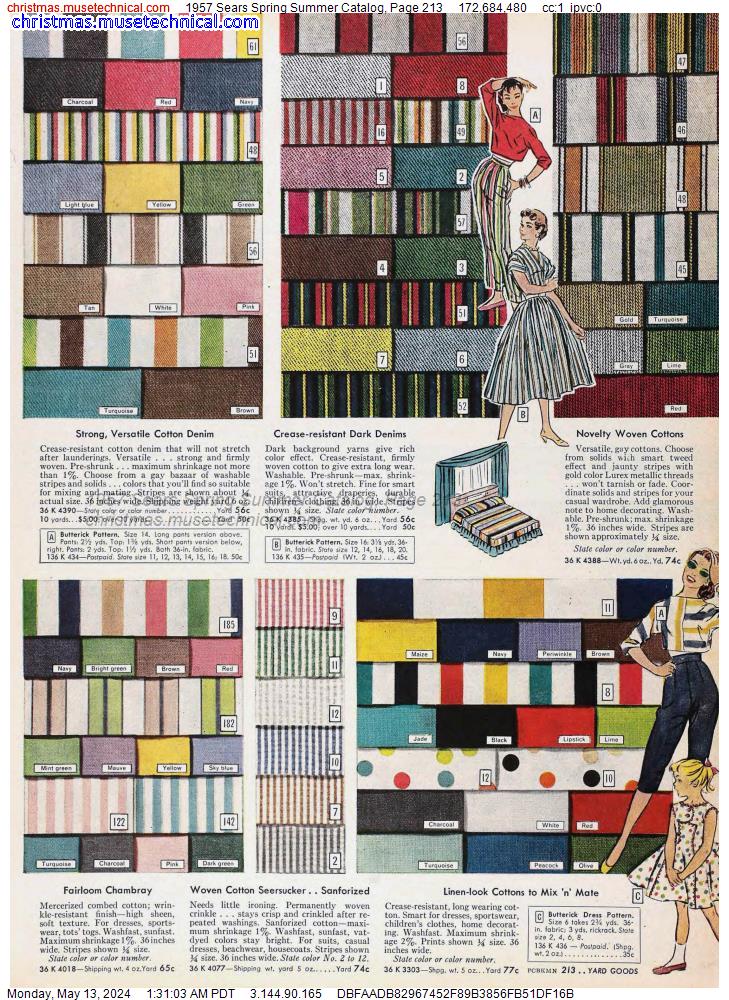 1957 Sears Spring Summer Catalog, Page 213