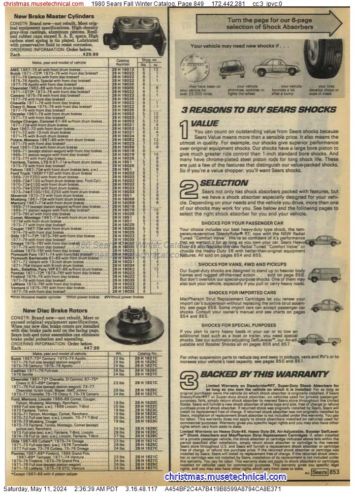 1980 Sears Fall Winter Catalog, Page 849