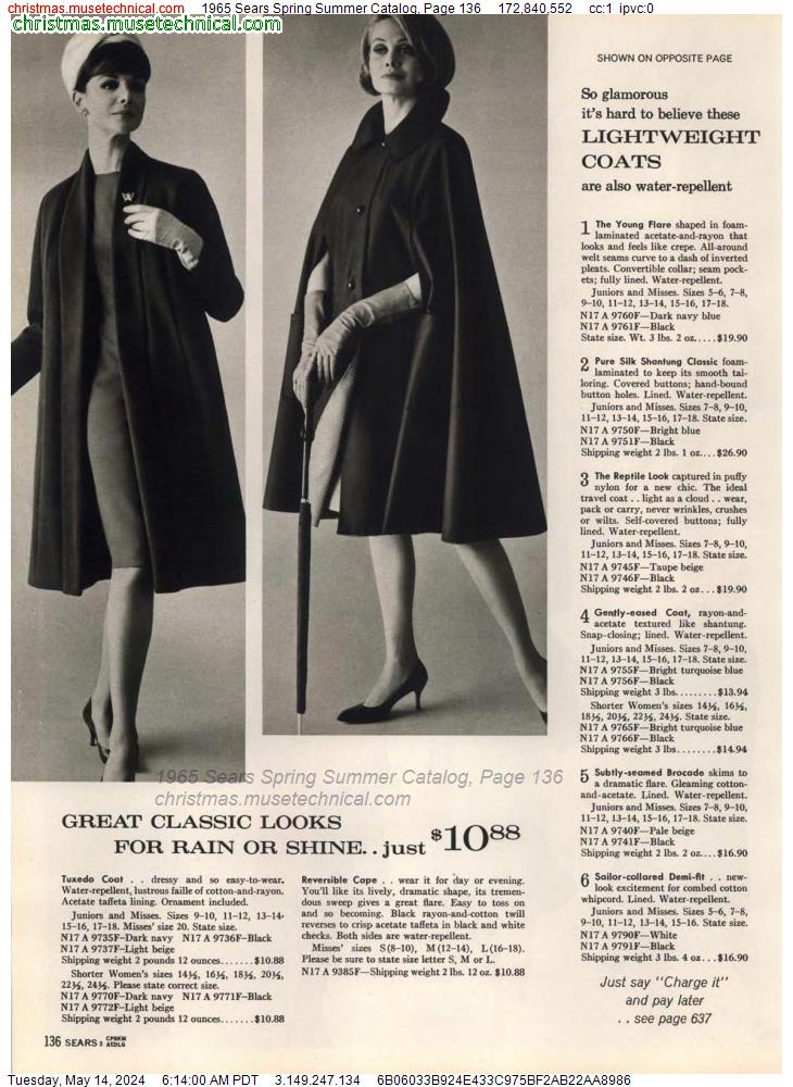 1965 Sears Spring Summer Catalog, Page 136