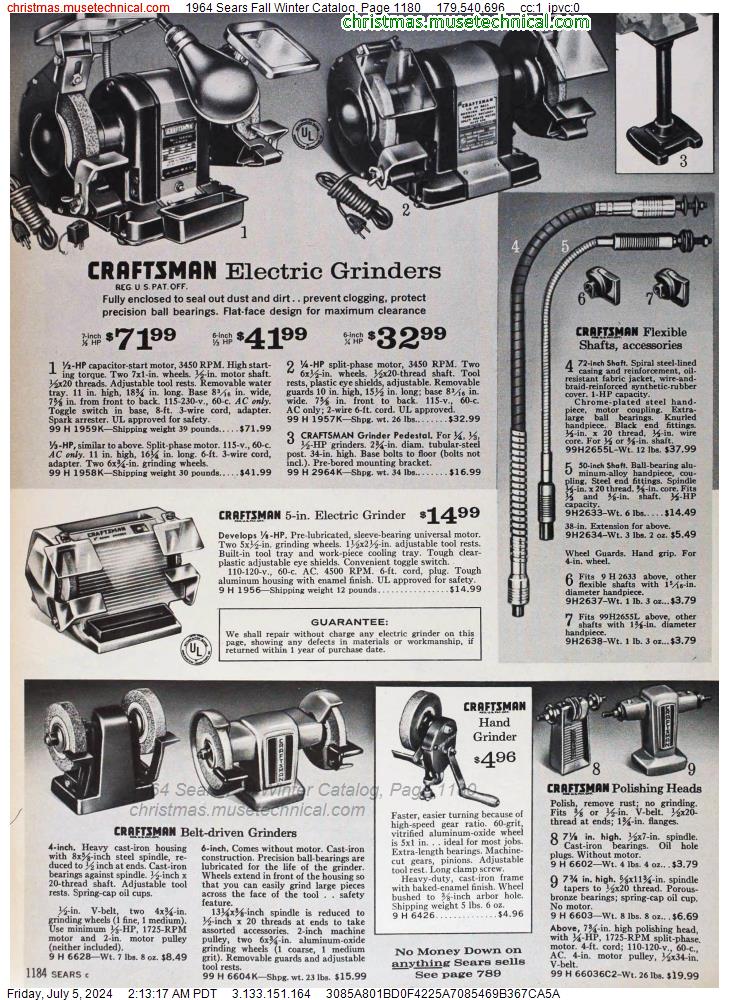 1964 Sears Fall Winter Catalog, Page 1180