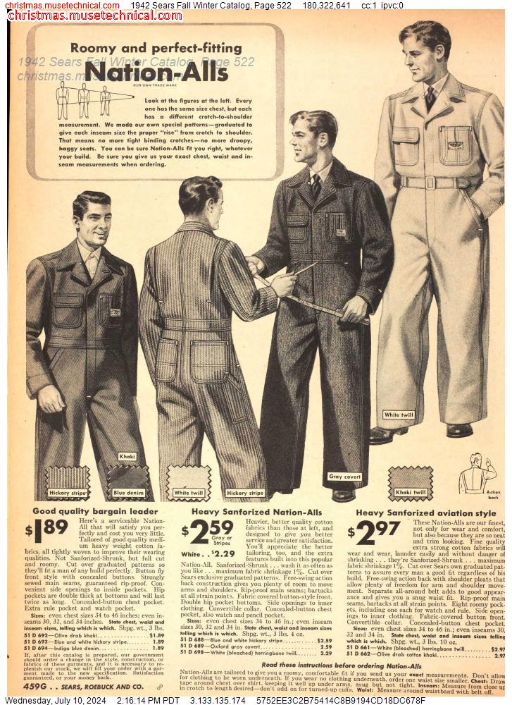 1942 Sears Fall Winter Catalog, Page 522