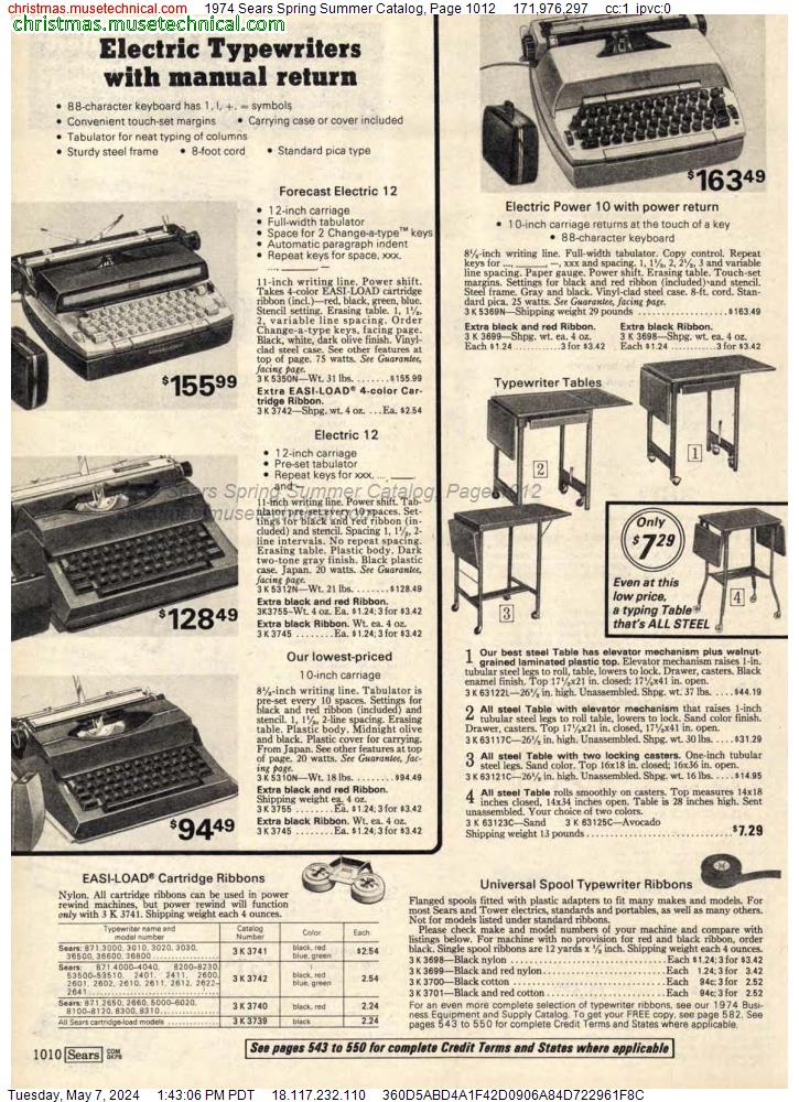 1974 Sears Spring Summer Catalog, Page 1012