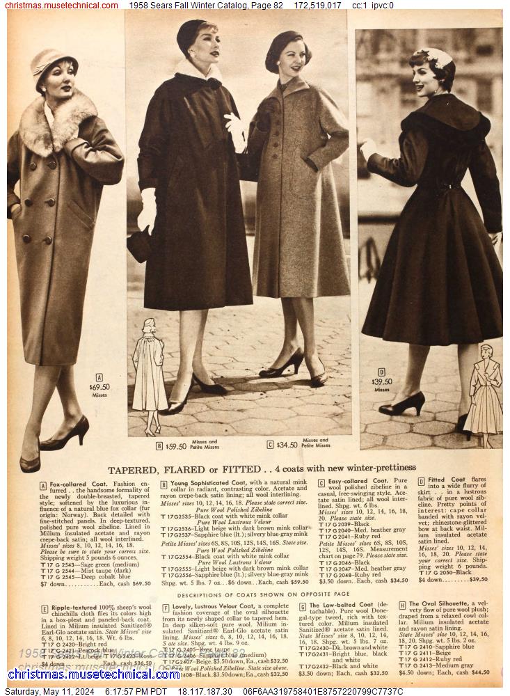 1958 Sears Fall Winter Catalog, Page 82