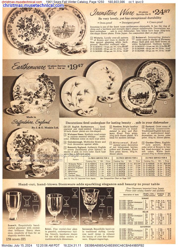 1961 Sears Fall Winter Catalog, Page 1250