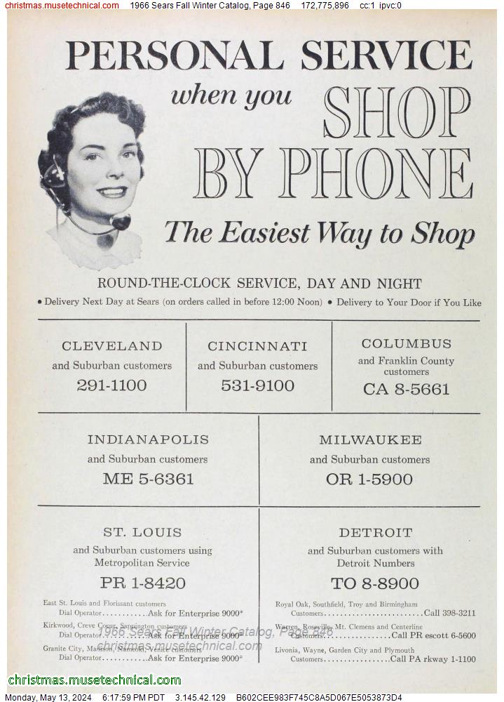 1966 Sears Fall Winter Catalog, Page 846