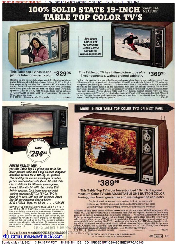 1975 Sears Fall Winter Catalog, Page 1121