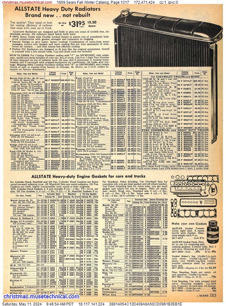 1959 Sears Fall Winter Catalog, Page 1317