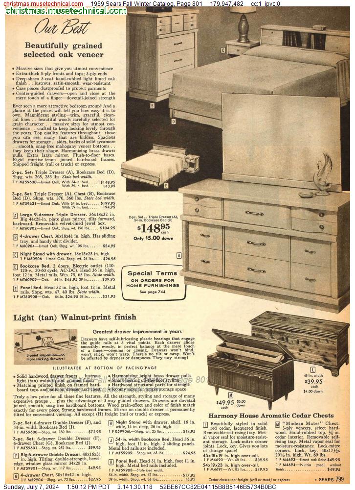 1959 Sears Fall Winter Catalog, Page 801