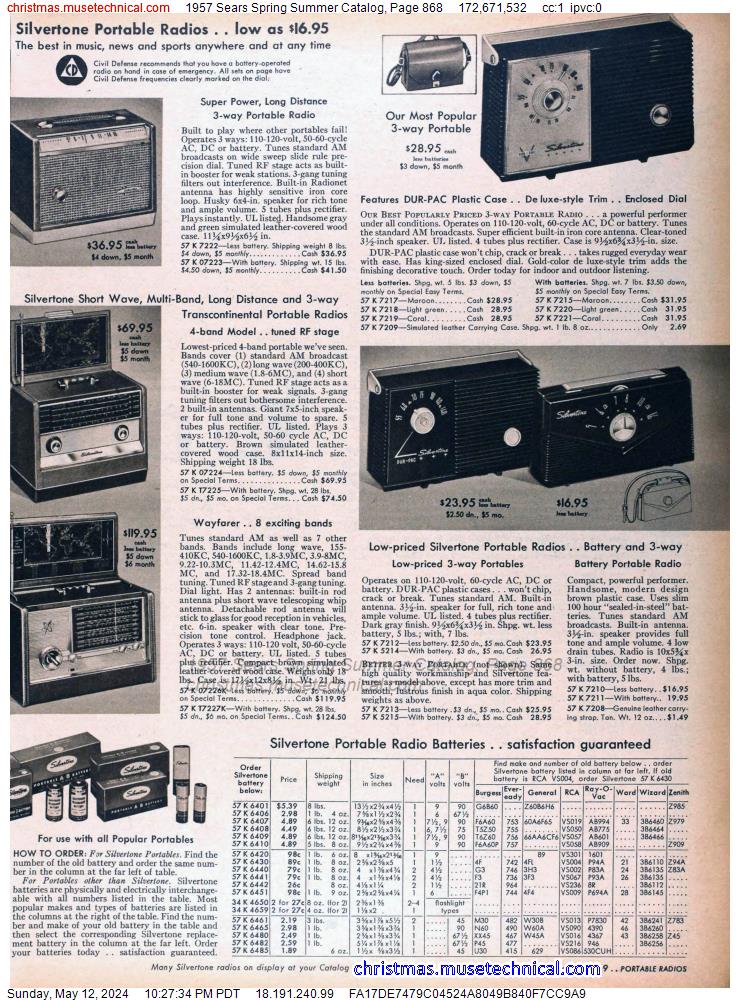 1957 Sears Spring Summer Catalog, Page 868