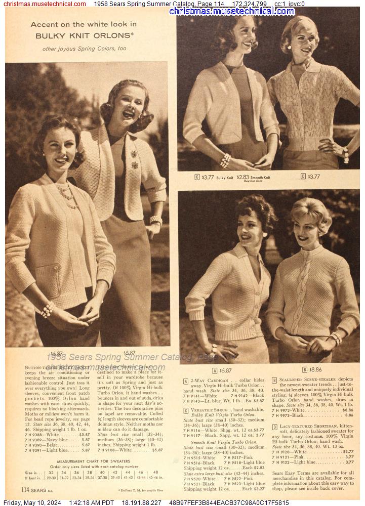 1958 Sears Spring Summer Catalog, Page 114