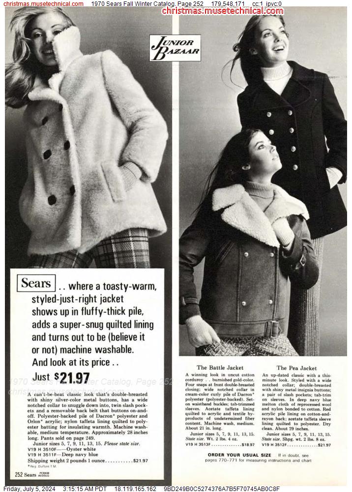 1970 Sears Fall Winter Catalog, Page 252