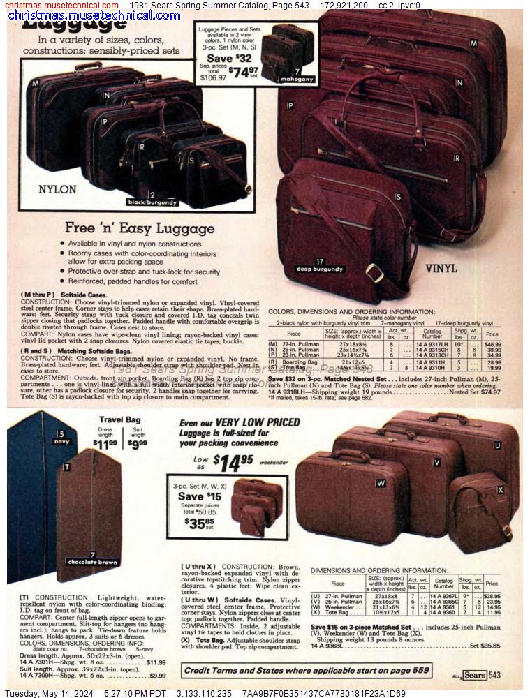 1981 Sears Spring Summer Catalog, Page 543