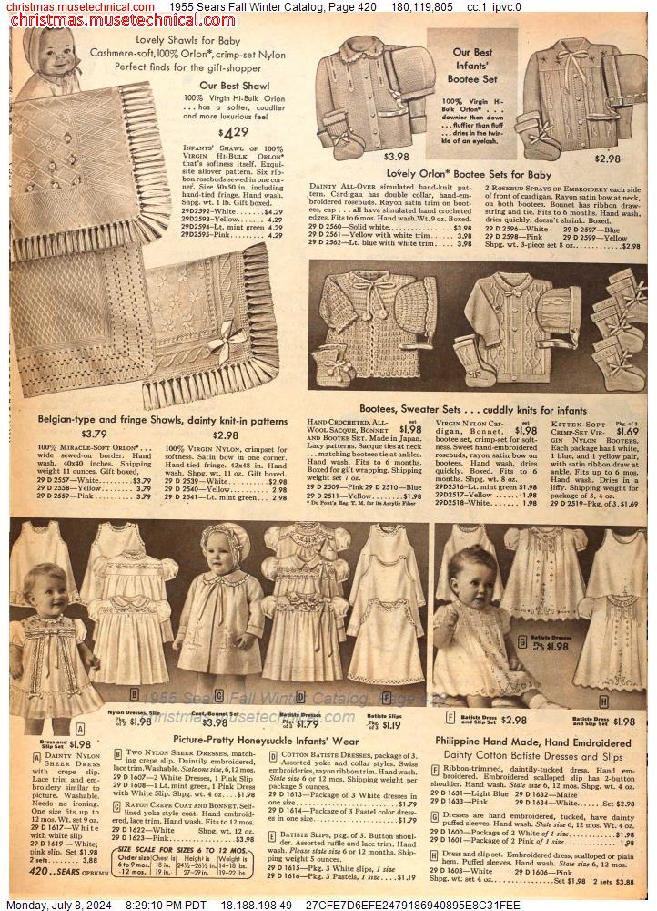1955 Sears Fall Winter Catalog, Page 420