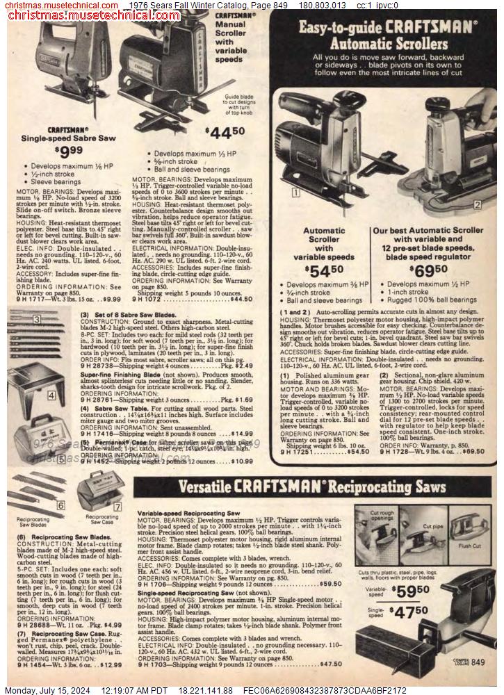 1976 Sears Fall Winter Catalog, Page 849