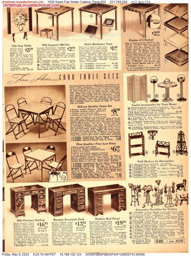 1939 Sears Fall Winter Catalog, Page 650