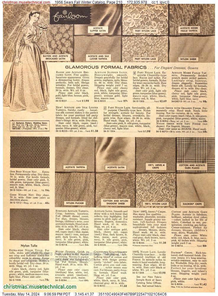 1956 Sears Fall Winter Catalog, Page 210