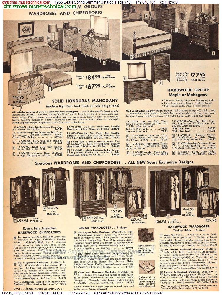 1955 Sears Spring Summer Catalog, Page 713