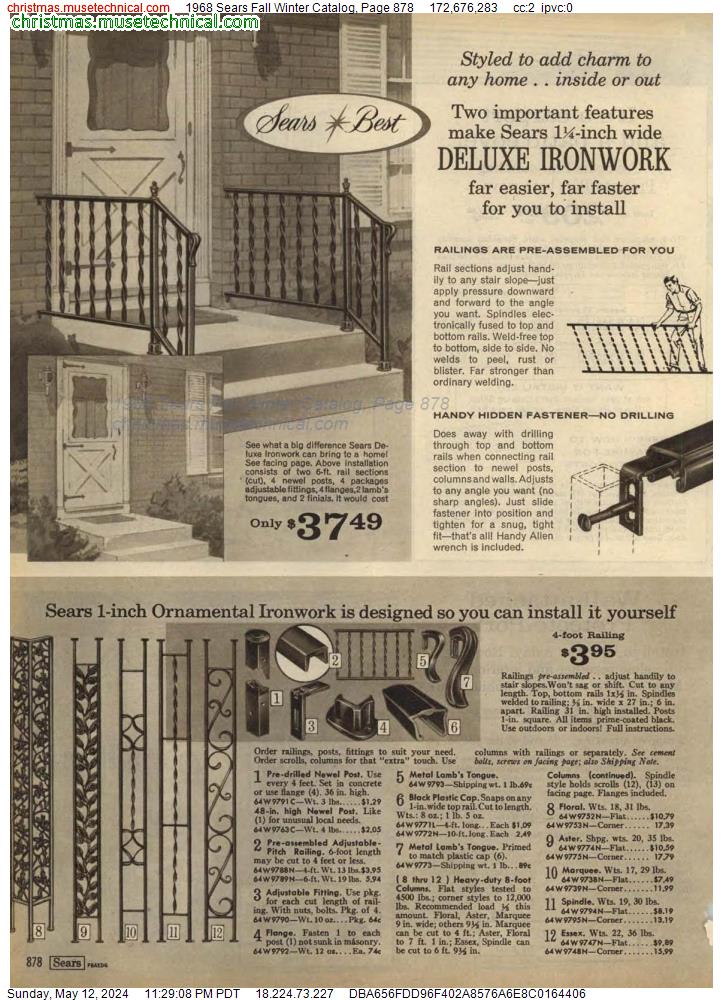 1968 Sears Fall Winter Catalog, Page 878