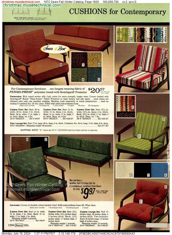 1972 Sears Fall Winter Catalog, Page 1600