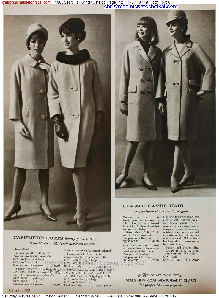 1965 Sears Fall Winter Catalog, Page 412