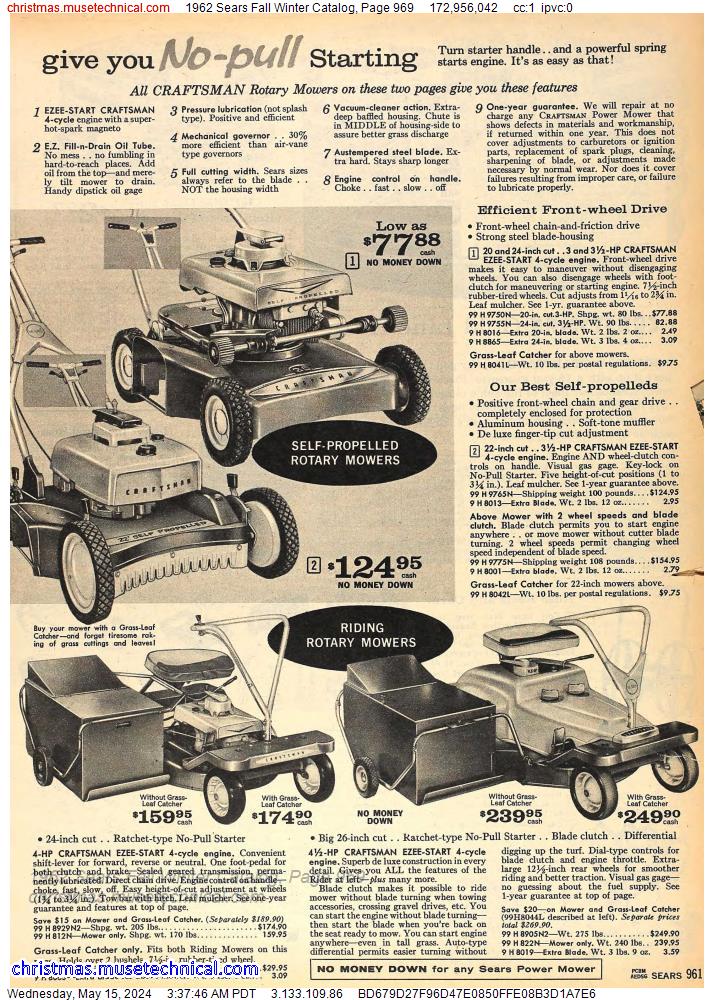 1962 Sears Fall Winter Catalog, Page 969